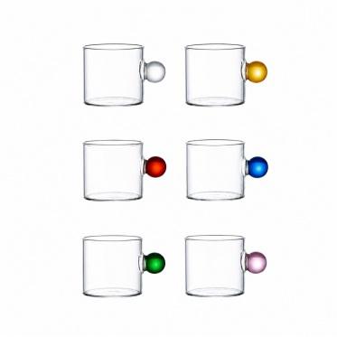 Set/6 Tacitas Confetti Vidrio